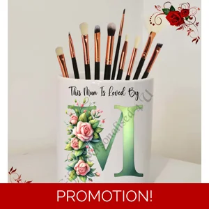 Personalised Ceramic Make Up Brush Holder - This Mum / Mummy / Mam / Mom Is Loved By Name – D.54