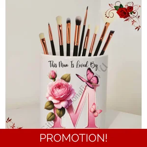 Personalised Ceramic Make Up Brush Holder - This Mum / Mummy / Mam / Mom Is Loved By Name – D.57