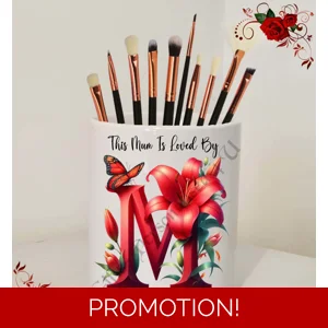 Personalised Ceramic Make Up Brush Holder - This Mum / Mummy / Mam / Mom Is Loved By Name – D.59
