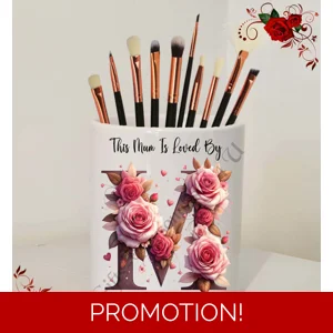 Personalised Ceramic Make Up Brush Holder - This Mum / Mummy / Mam / Mom Is Loved By Name – D.5