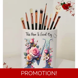Personalised Ceramic Make Up Brush Holder - This Mum / Mummy / Mam / Mom Is Loved By Name – D.60