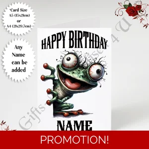 A5 or A4 Personalised Greeting Card - Happy Birthday - Humour - Quirky Peeking Animal - Name - D.10