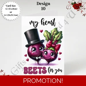 A5 or A4 Greeting Card - Valentine's Day / Love - Food Puns - Humour - D.10