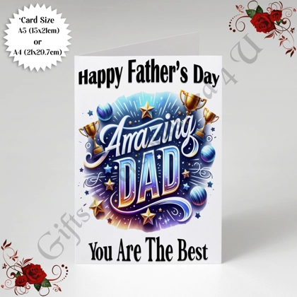 A5 or A4 Designed Greeting Card - Happy Father's Day - Dad - D.10 A5 or A4 Designed Greeting Card - Happy Father's Day - Dad - D.10