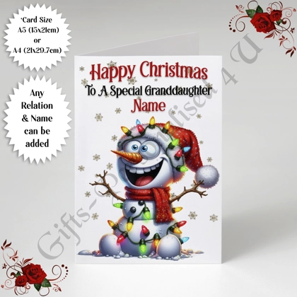 A5 or A4 Personalised Card - Happy Christmas - Any Relation & Name - D.10 A5 or A4 Personalised Card - Happy Christmas - Any Relation & Name - D.10