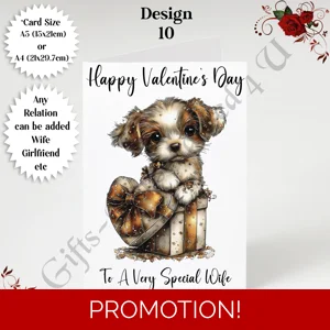 A5 or A4 Personalised Card - Happy Valentine's Day - Dog - Any Relation - D.10