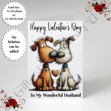 A5 or A4 Personalised Card - Happy Valentine's Day - Characters - Wife Husband etc - D.10
