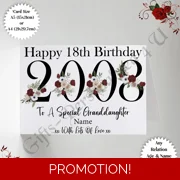 A5 or A4 Personalised Greeting Card - Flowers - Happy Birthday - Any Relation / Age / Name - D.1.1