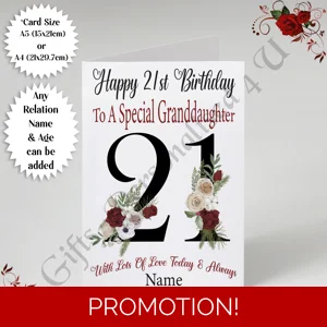 A5 or A4 Personalised Greeting Card - Flowers - Happy Birthday - Any relation / Age / Name - D.1