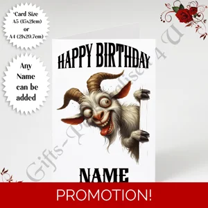 A5 or A4 Personalised Greeting Card - Happy Birthday - Humour - Quirky Peeking Animal - Name - D.12
