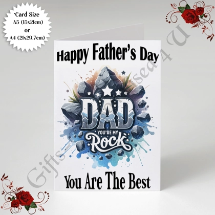 A5 or A4 Designed Greeting Card - Happy Father's Day - Dad - D.12 A5 or A4 Designed Greeting Card - Happy Father's Day - Dad - D.12