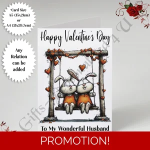 A5 or A4 Personalised Card - Happy Valentine's Day - Characters - Wife Husband etc - D.12