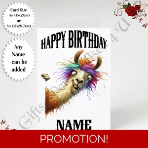 A5 or A4 Personalised Greeting Card - Happy Birthday - Humour - Quirky Peeking Animal - Name - D.15