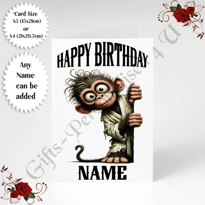 A5 or A4 Personalised Greeting Card - Happy Birthday - Humour - Quirky Peeking Animal - Name - D.17 A5 or A4 Personalised Greeting Card - Happy Birthday - Humour - Quirky Peeking Animal - Name - D.17