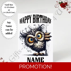 A5 or A4 Personalised Greeting Card - Happy Birthday - Humour - Quirky Peeking Animal - Name - D.18