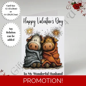A5 or A4 Personalised Card - Happy Valentine's Day - Characters - Wife Husband etc - D.18