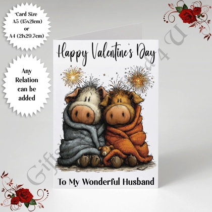 A5 or A4 Personalised Card - Happy Valentine's Day - Characters - Wife Husband etc - D.18