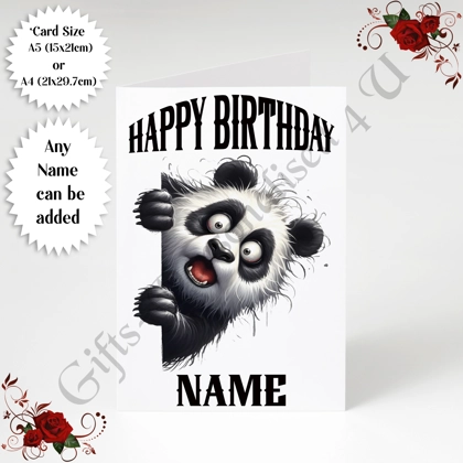 A5 or A4 Personalised Greeting Card - Happy Birthday - Humour - Quirky Peeking Animal - Name - D.19 A5 or A4 Personalised Greeting Card - Happy Birthday - Humour - Quirky Peeking Animal - Name - D.19
