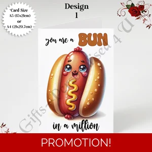 A5 or A4 Greeting Card - Valentine's Day / Love - Food Puns - Humour - D.1