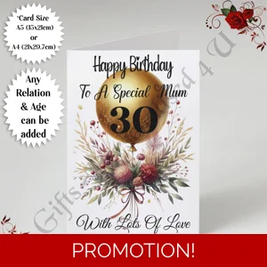 A5 or A4 Personalised Greeting Card - Happy Birthday - Any Age / Relation - D.1