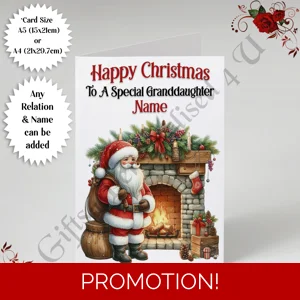 A5 or A4 Personalised Card - Happy Christmas - Any Relation & Name - D.1