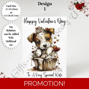 A5 or A4 Personalised Card - Happy Valentine's Day - Dog - Any Relation - D.1