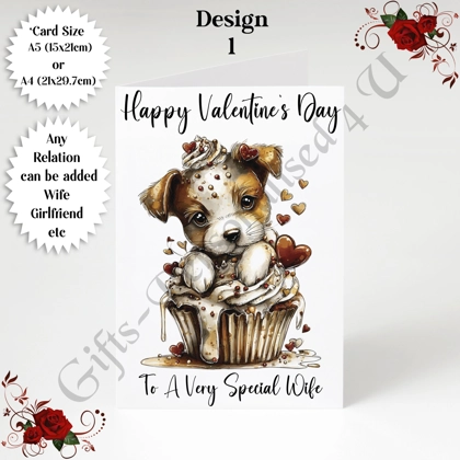 A5 or A4 Personalised Card - Happy Valentine's Day - Dog - Any Relation - D.1