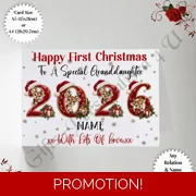A5 or A4 Personalised Card - Baby - Happy First Christmas 2026 - Any Relation & Name - D.2