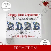 A5 or A4 Personalised Card - Baby - Happy First Christmas 2026 - Any Relation & Name - D.4