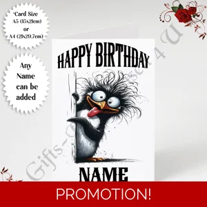 A5 or A4 Personalised Greeting Card - Happy Birthday - Humour - Quirky Peeking Animal - Name - D.20