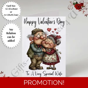 A5 or A4 Personalised Card - Happy Valentine's Day - Characters - Wife Husband etc - D.20