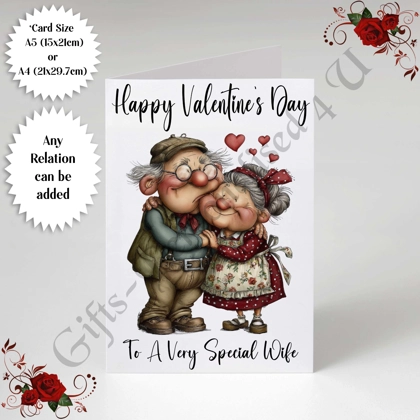 A5 or A4 Personalised Card - Happy Valentine's Day - Characters - Wife Husband etc - D.20