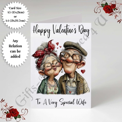 A5 or A4 Personalised Card - Happy Valentine's Day - Characters - Wife Husband etc - D.21