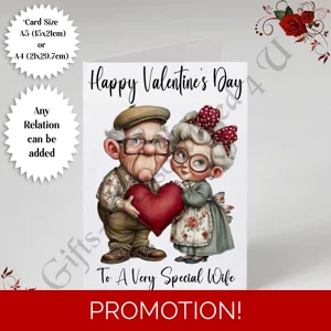 A5 or A4 Personalised Card - Happy Valentine's Day - Characters - Wife Husband etc - D.22