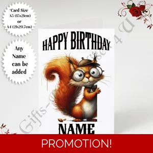 A5 or A4 Personalised Greeting Card - Happy Birthday - Humour - Quirky Peeking Animal - Name - D.23