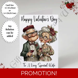 A5 or A4 Personalised Card - Happy Valentine's Day - Characters - Wife Husband etc - D.23