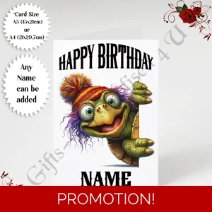 A5 or A4 Personalised Greeting Card - Happy Birthday - Humour - Quirky Peeking Animal - Name - D.24
