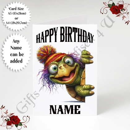 A5 or A4 Personalised Greeting Card - Happy Birthday - Humour - Quirky Peeking Animal - Name - D.24 A5 or A4 Personalised Greeting Card - Happy Birthday - Humour - Quirky Peeking Animal - Name - D.24