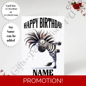 A5 or A4 Personalised Greeting Card - Happy Birthday - Humour - Quirky Peeking Animal - Name - D.25