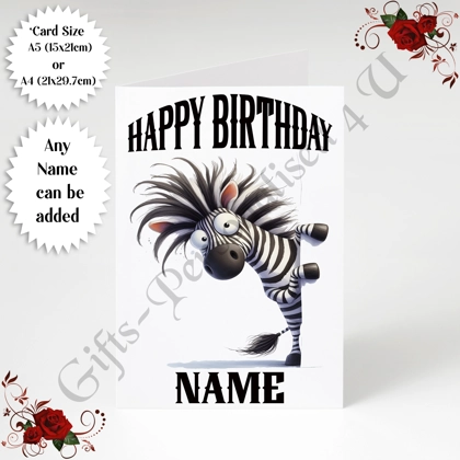 A5 or A4 Personalised Greeting Card - Happy Birthday - Humour - Quirky Peeking Animal - Name - D.25 A5 or A4 Personalised Greeting Card - Happy Birthday - Humour - Quirky Peeking Animal - Name - D.25
