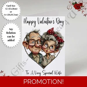 A5 or A4 Personalised Card - Happy Valentine's Day - Characters - Wife Husband etc - D.26
