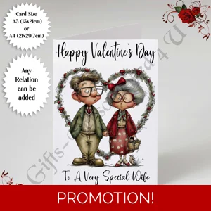 A5 or A4 Personalised Card - Happy Valentine's Day - Characters - Wife Husband etc - D.27
