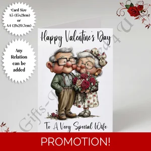 A5 or A4 Personalised Card - Happy Valentine's Day - Characters - Wife Husband etc - D.28