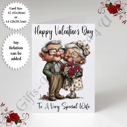 A5 or A4 Personalised Card - Happy Valentine's Day - Characters - Wife Husband etc - D.28