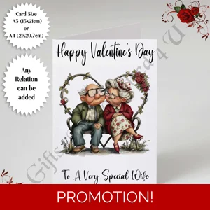 A5 or A4 Personalised Card - Happy Valentine's Day - Characters - Wife Husband etc - D.29