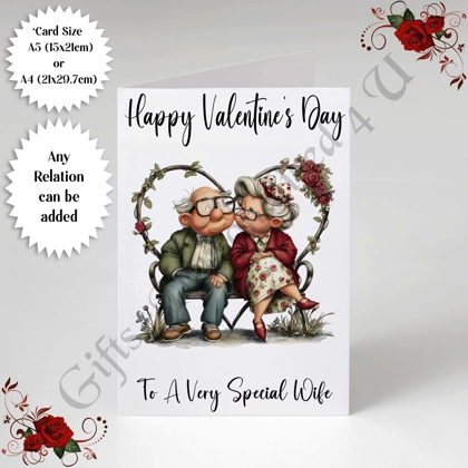 A5 or A4 Personalised Card - Happy Valentine's Day - Characters - Wife Husband etc - D.29