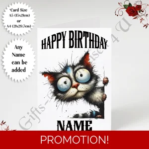 A5 or A4 Personalised Greeting Card - Happy Birthday - Humour - Quirky Peeking Animal - Name - D.2