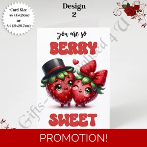 A5 or A4 Greeting Card - Valentine's Day / Love - Food Puns - Humour - D.2