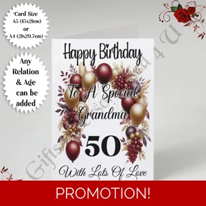 A5 or A4 Personalised Greeting Card - Happy Birthday - Any Age / Relation - D.2
