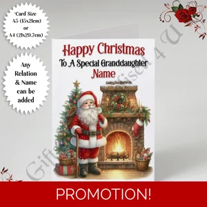 A5 or A4 Personalised Card - Happy Christmas - Any Relation & Name - D.2